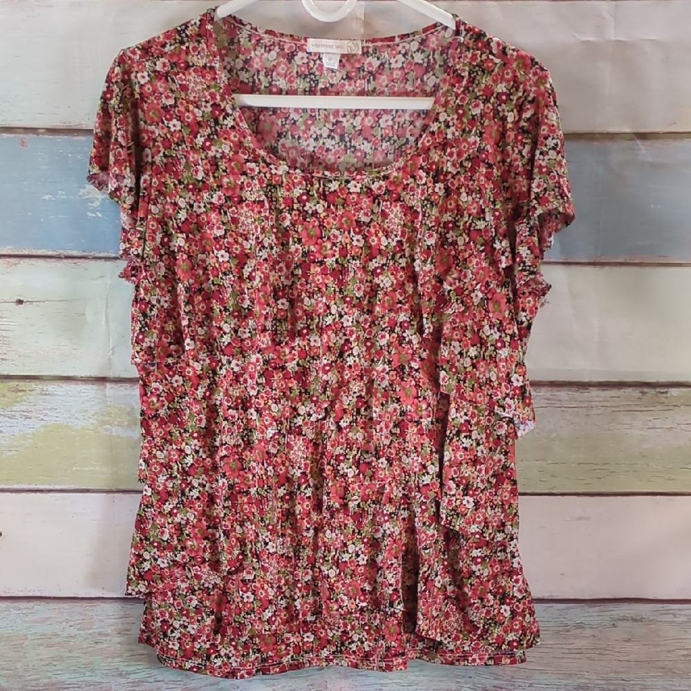Westport Red Ruffled Blouse